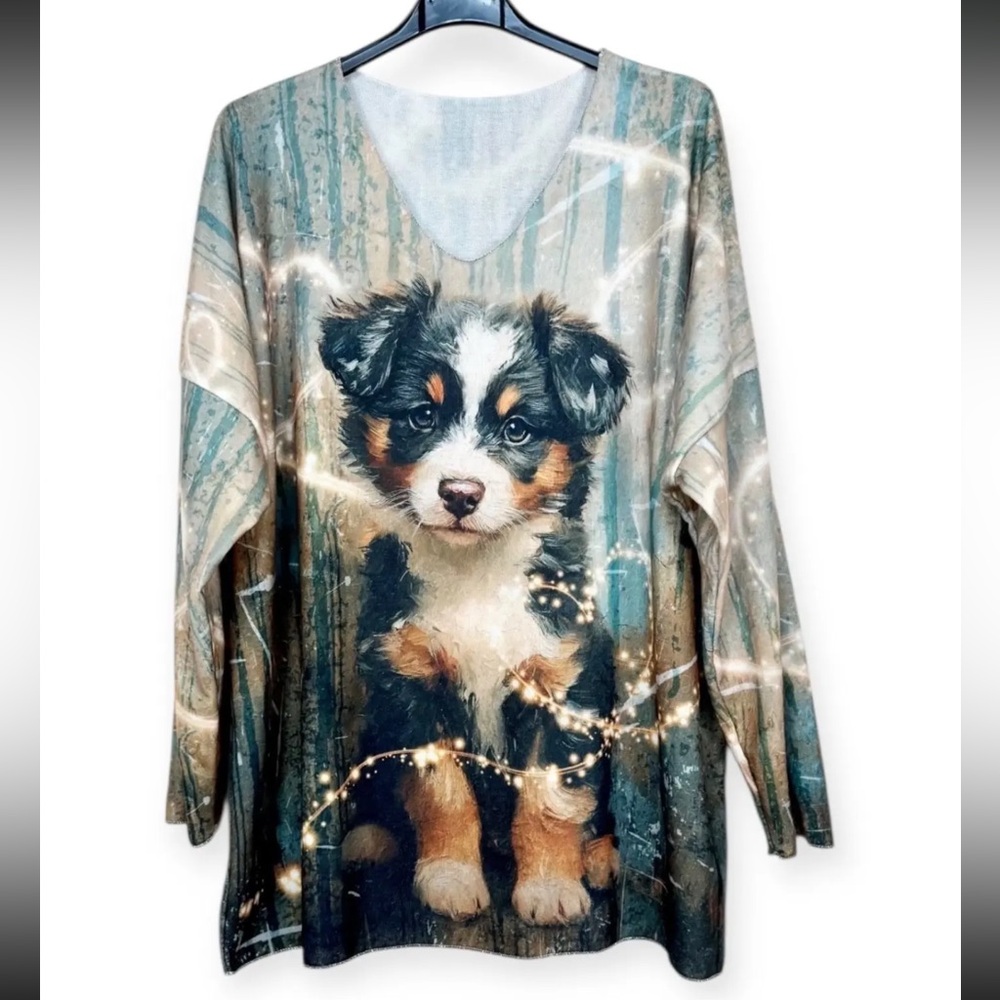 MADE IN ITALY ShopEvelynne Multicolor Sweater with Puppy Design